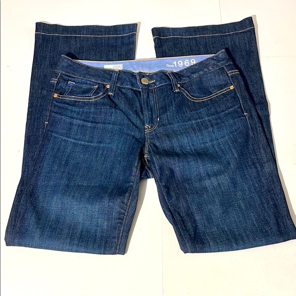 GAP 1969 Long & Lean denim flare jeans sz 27 or 4 regular dark wash pants - Picture 1 of 9